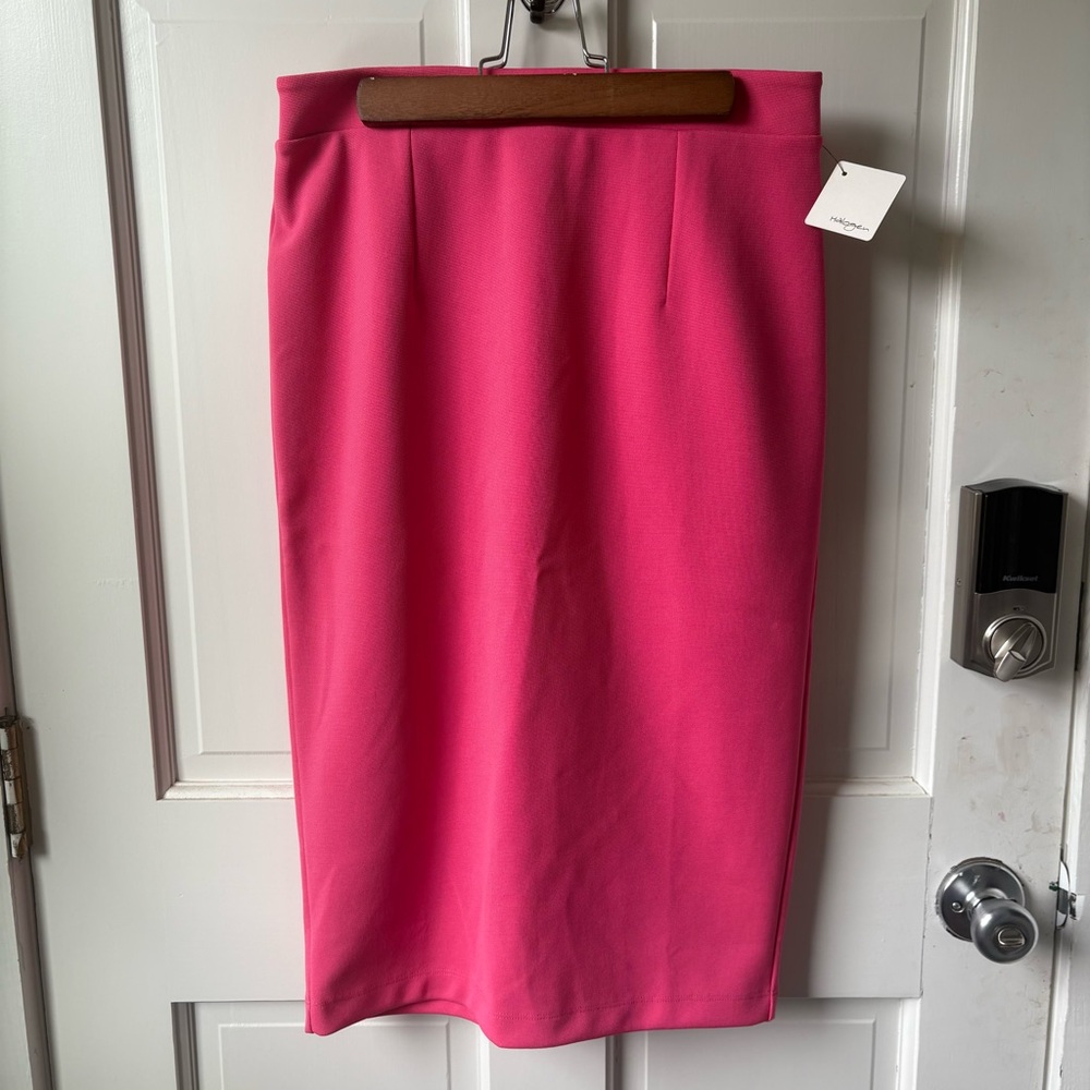 (3/$25) NWT Halogen Stretch Vibrant Pink Pencil Skirt Zip Hardware Size M